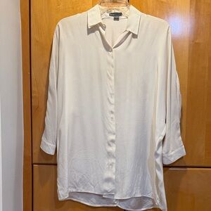 Vince Cream Long-Sleeve Silk Shirt